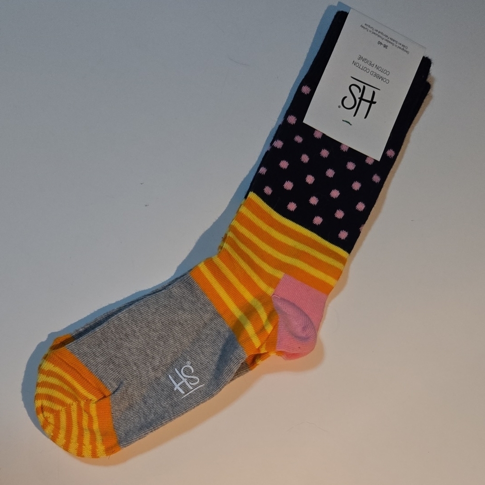 Happy Socks Orange Pink Casual Crew Socks